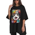 thumbnail image 4 of Plus Size Shirt for Women Black Tops for Women Short Sleeves Shirt for Women Cats T Shirt Crewneck Shirt for Women XL, 4 of 5