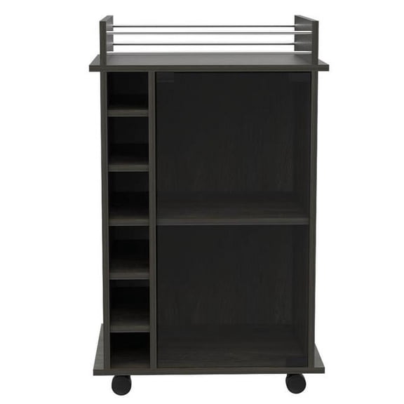 Rolling Bar Cart with Wine Storage, Espresso