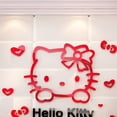 thumbnail image 2 of Calcomanía de pared 3D, acrílico estéreo mediano, dibujos animados, lindo gato, Hello Kitty, pegatina de pared para habitación de niños, dormitorio, cabecera, letras grandes rojas y negras, 2 of 5