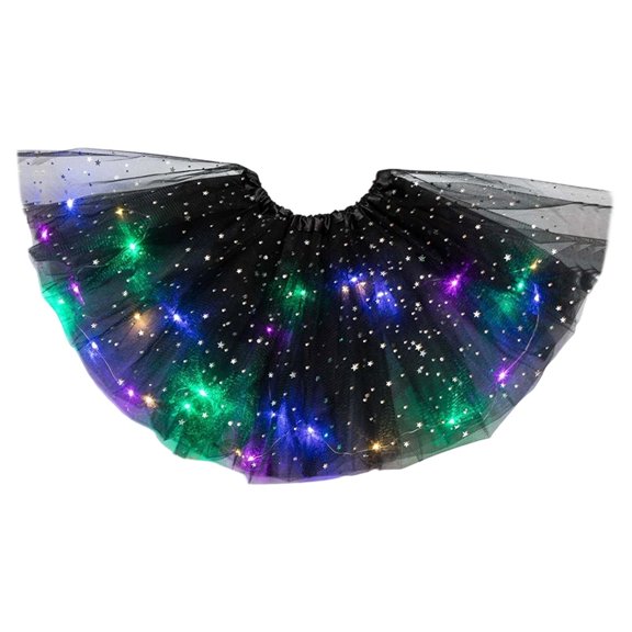 SonxaHe Little Girl Skirt Star Sequin Elastic Waist Party Tutu Skirt Children Carnival Festive Stylish Tulle Skirts Black,Sized 2-12