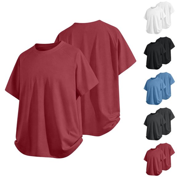 Bxsruta Men's Polyester Crew Neck Short Sleeve Pullover T-Shirt Lightweight Breathable Daily Outdoor Comfort
