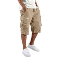thumbnail image 2 of Cargo Shorts for Men Knee Length Elastic Waist Shorts Long Blew Knee Capri Big and Tall Cargo Shorts Multi-Pocket Relaxed Fit Casual Hiking Pants,Brown S, 2 of 5