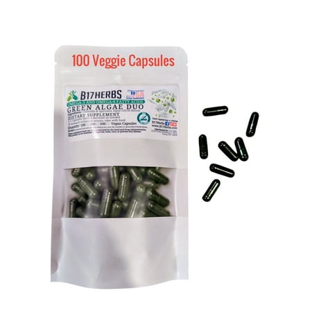 Green Algae Duo - Spirulina & Chlorella - Superfood - Special Blend - 100 Veggie Capsules, 500mg