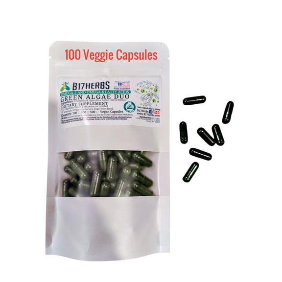 Green Algae Duo - Spirulina & Chlorella - Superfood - Special Blend - 100 Veggie Capsules, 500mg