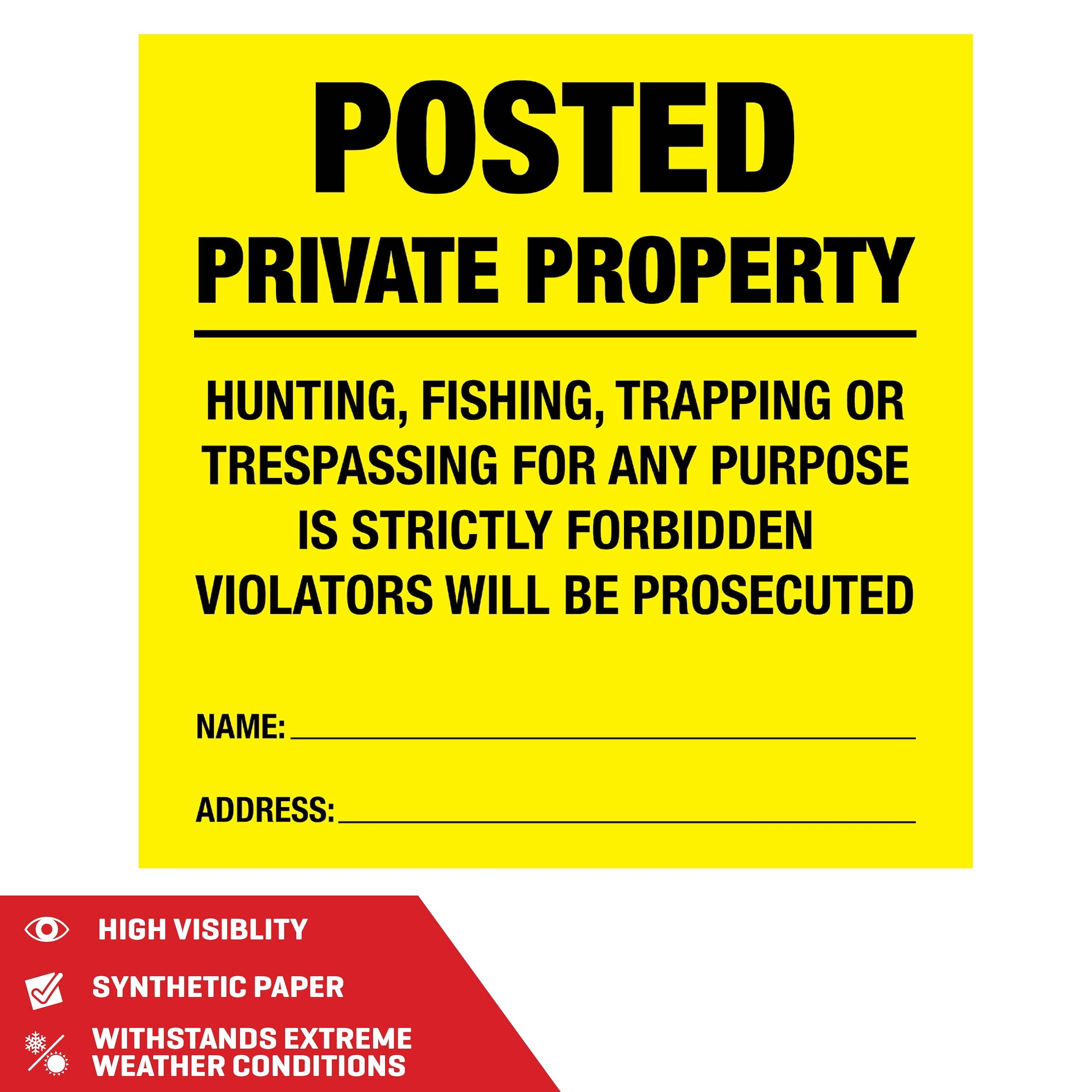 Allen Company Posted No Trespassing Signs 12-Pack - Weather-Resistant 12x12" - High-Visibility Yellow
