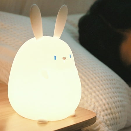 

BUTORY Kids Bunny Night Light Bedroom Cute Rabbit Lamp Soft Silicone Squishy LED Touch Lights with Remote Control Decor for Toddler Girls Boys Gift