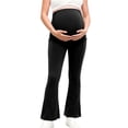 thumbnail image 4 of ZVNAΖH Women's Maternity Flare Leggings, High Waist Support Yoga Pants with Side Pockets, S-XL, 4 of 6