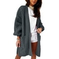 thumbnail image 1 of DYMADE Women Medium Long Warm Knitting Cardigan Solid Top, 1 of 4