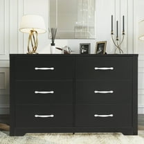 HONGGE 6 Drawers Dresser for Bedroom, Wood Chest of Drawers, Black Finish