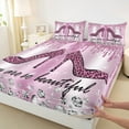 thumbnail image 3 of Feelyou Fashion High Heel Queen Sheet Sets for Women, Glitter Stars Diamond Flat Sheet, Leopard Cheetah Print Queen Fitted Sheet, Luxury Bedroom Decor, 4pcs, 3 of 7