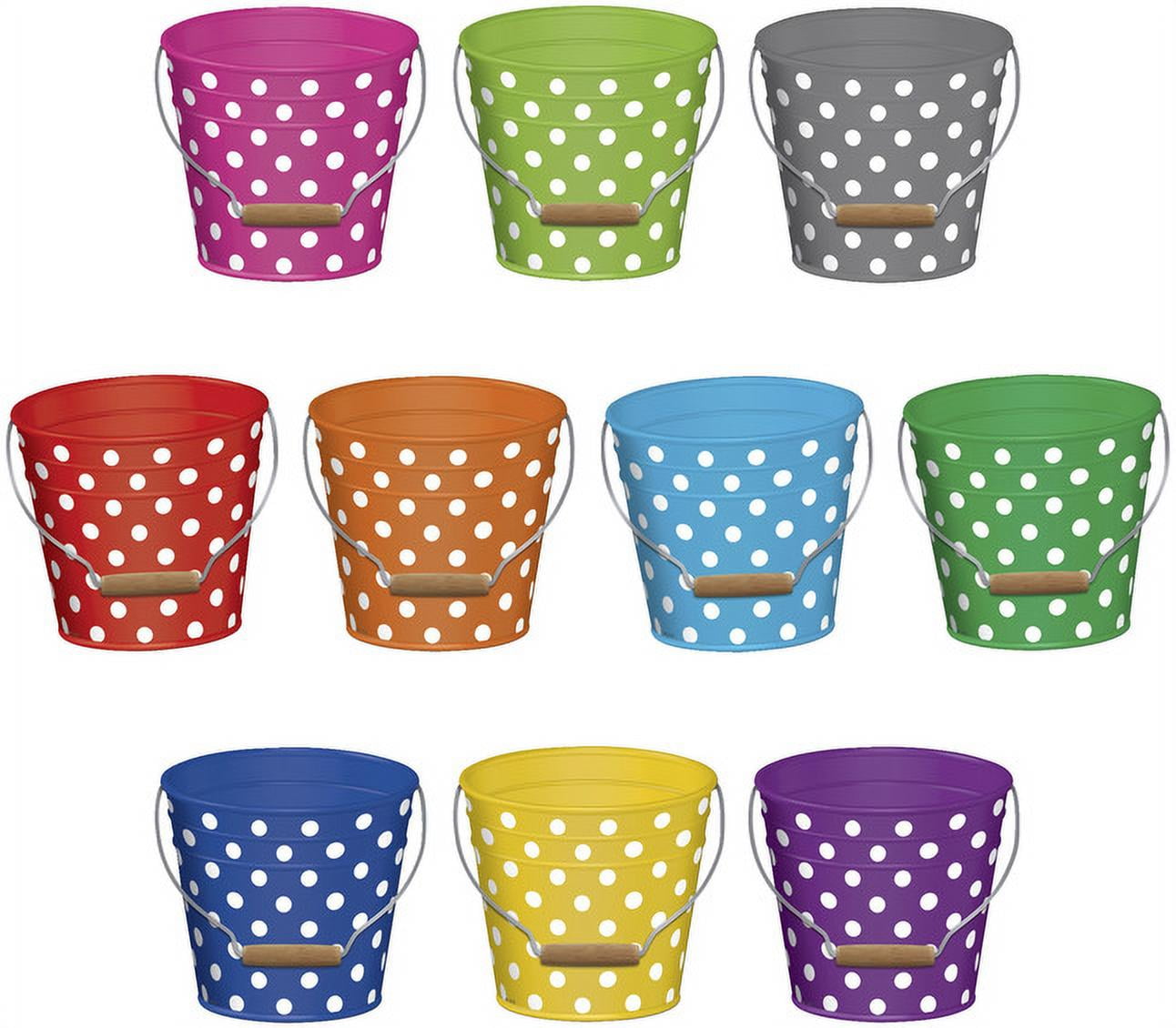 Teacher Created Resources Polka Dot Buckets Accents, 6 Inches, Pack of 30