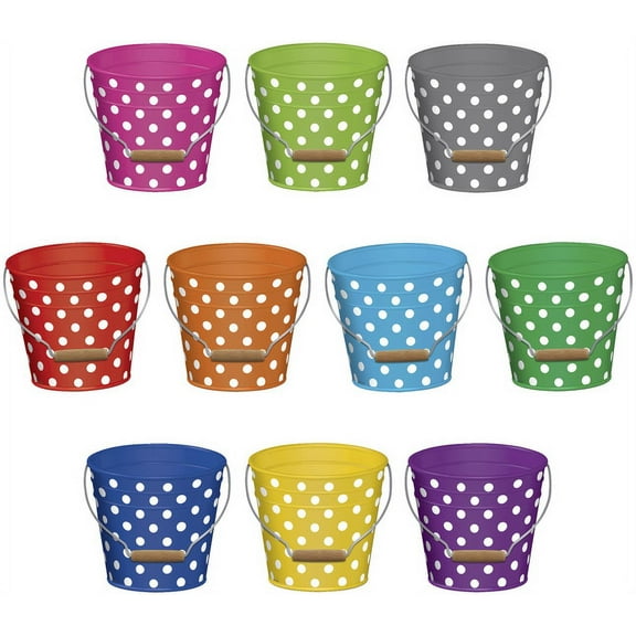 Teacher Created Resources Polka Dot Buckets Accents, 6 Inches, Pack of 30