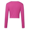 thumbnail image 7 of Women's Round Neck Long Sleeve Knit Ribbed Fitted Crop Top Casual Basic Shirts, 7 of 7
