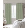 thumbnail image 3 of Green Linen Texture Blackout Curtains 39 Inches Long, Farmhouse Solid Color 2 Panels, Thermal Insulated Room Darkening Drapes with Grommets, 27.5W x 39L Each Panel, 3 of 9