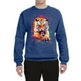 thumbnail image 2 of Wild Bobby, Tiger Growling Colorful Trippy Tie Dye Animal Lover Unisex Crewneck Graphic Sweatshirt, Vintage Heather Blue, Medium, 2 of 3