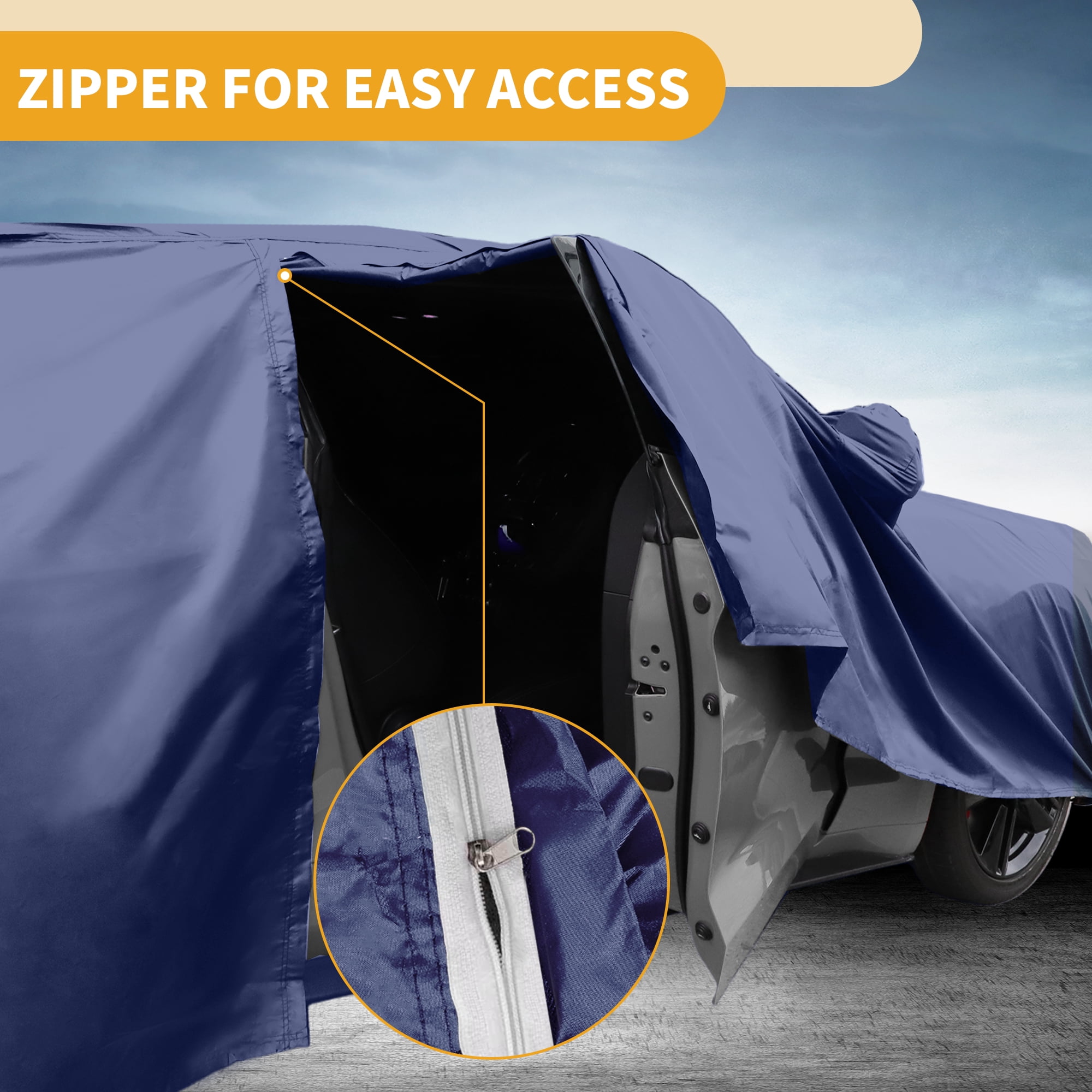 Unique Bargains Waterproof Car Cover 190T-PU Navy Blue 190.94"x72.83"x55.12"