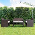thumbnail image 1 of Gymax 4 PC Rattan Patio Furniture Set Garden Lawn Sofa Cushioned Seat Wicker Sofa, 1 of 8