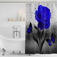 thumbnail image 3 of Blue Rose Shower Curtain, Waterproof Shower Curtains for Bathroom, Flower Raindrops Butterfly Grey Art Washable Fabric Bathtub Curtain Set Bath Decor with 12 Hooks Extra Long 72"x96", 3 of 8