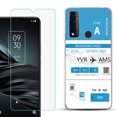 thumbnail image 1 of Slim-Fit Fashion Phone Case for TCL 20 XE, with Tempered Glass Screen Protector, by OneToughShield ® - Boarding Pass, 1 of 3