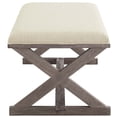 thumbnail image 4 of Industrial Country Cottage Farm Beach House Living Room Lounge Club Lobby Accent Chair Bench, Vintage Style, Fabric Wood, Beige, 4 of 6