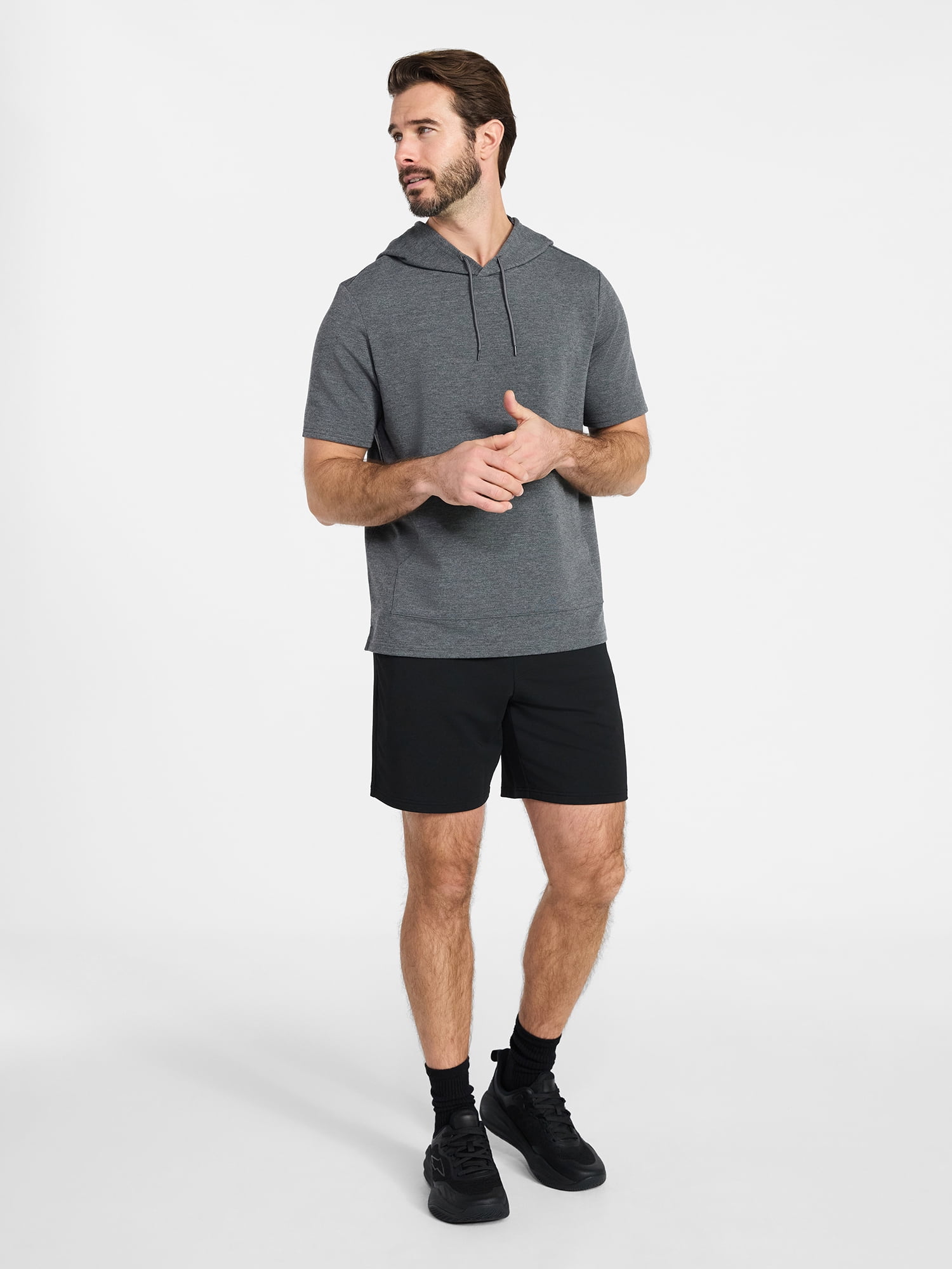Athletic Works Men's and Big Men's Performance Coach Style Short Sleeve Hoodie Sweatshirt, Sizes XS-5XL