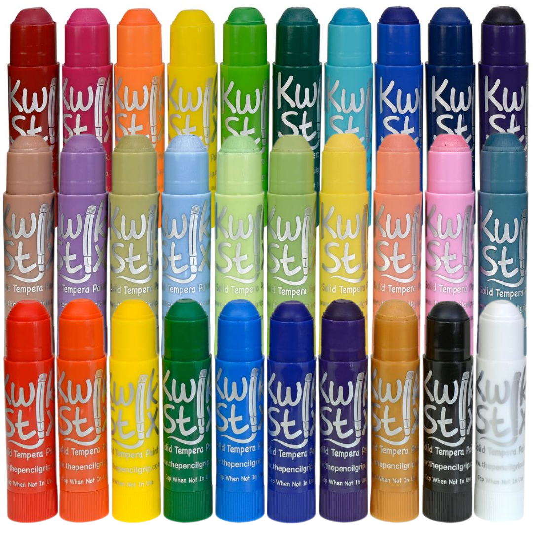 Kwik Stix Solid Tempera Paint Sticks Bundle, 30 Count (3 Packs of 10), Jewel, Pastel & Rainbow Colors, Washable, Quick-Drying, Non-Toxic