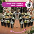 thumbnail image 6 of Floral Stand Plant Display Stand, Metal Flower Bar with 12 Black Buckets, 3-Tier Gold Shelf & 360° Wheels, for Indoor, Outdoor, Patio, Living Room, Florist, 6 of 8