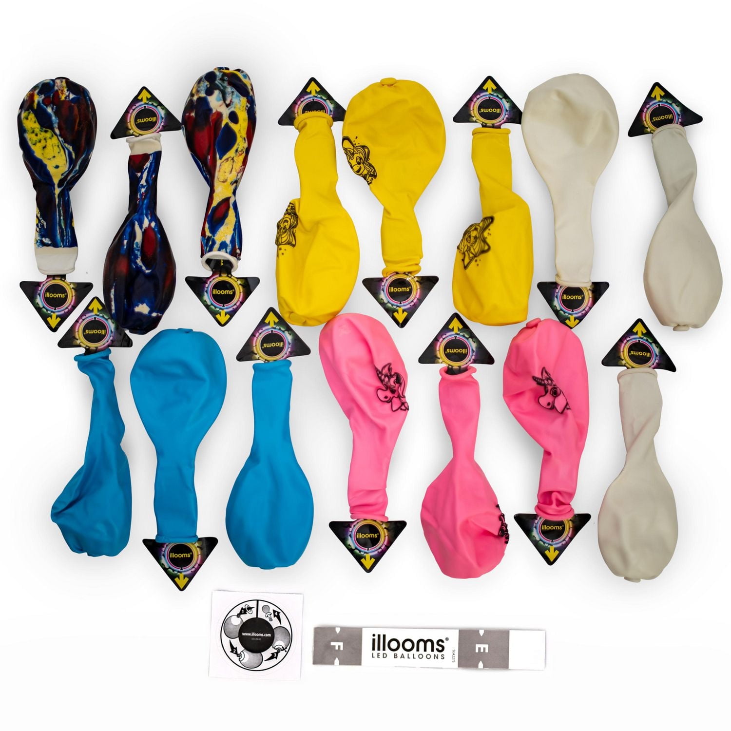 illooms Unicorn LED light up balloons 15PK, Pack of 15