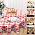 thumbnail image 4 of Valentine''s Day Tablecloth Round Red Love Heart Table Cloths 60 Inch Watercolor Buffalo Check Plaid Table Covers for Anniversary Wedding Kitchen Party Dinner Decoration, 4 of 6
