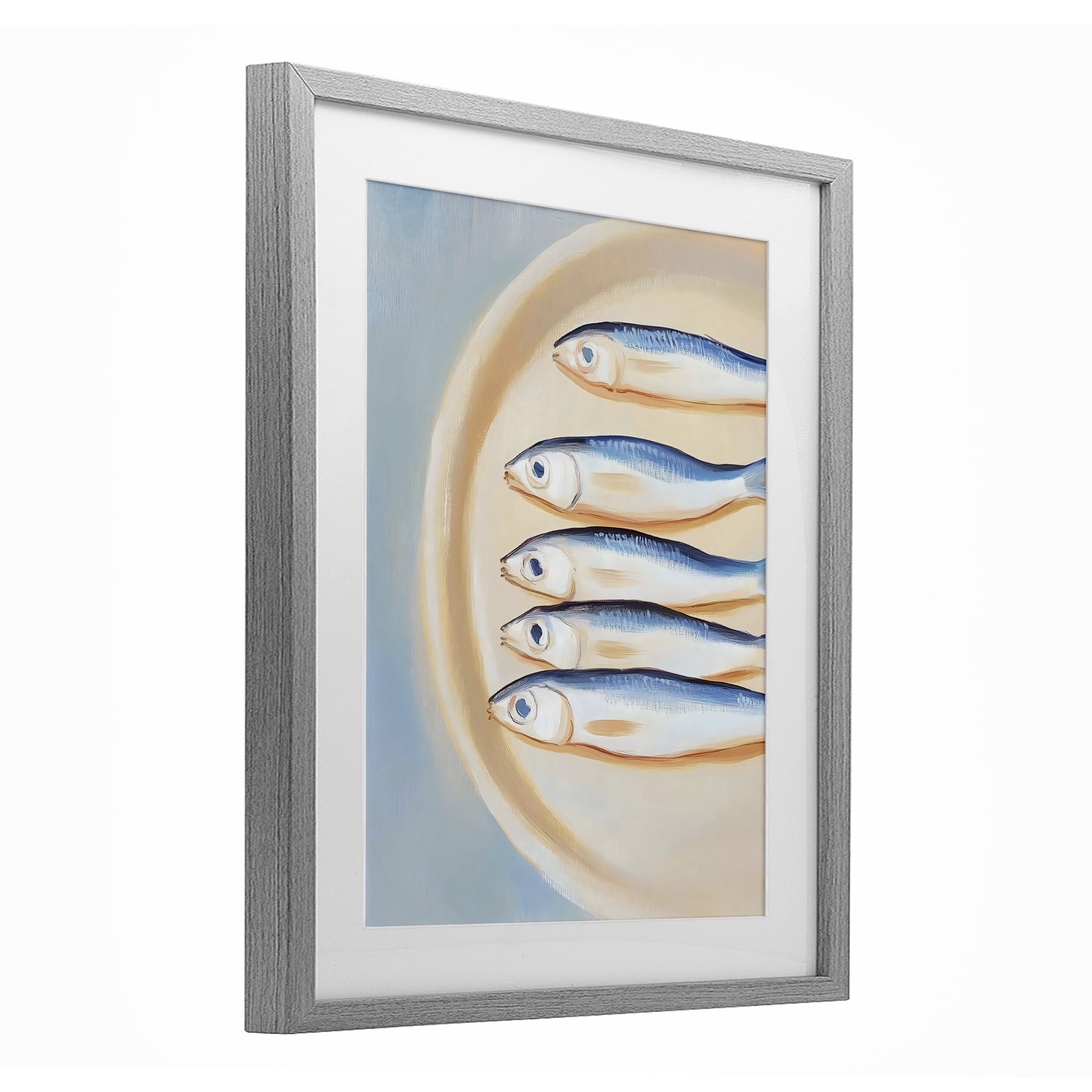Stupell Industries Plate of Sardines Gray Framed Print Under Glass, design by The Prints Vibe