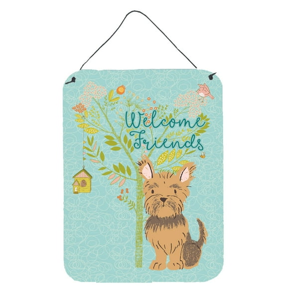 Carolines Treasures BB7641DS1216 Welcome Friends Yorkie Wall or Door Hanging Prints 12x16 multicolor