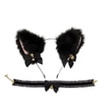 thumbnail image 1 of Orejas de gato negro CHAO Juego de 2 piezas diadema y collar de piel artificial, 1 of 5