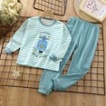thumbnail image 2 of TOWED22 Toddler Baby Boy Fall Winter Outfits Print Crewneck Sweatshirt Casual Pants 2Pcs Clothes Set Size:2-3 Y,Color:Mint Green, 2 of 4