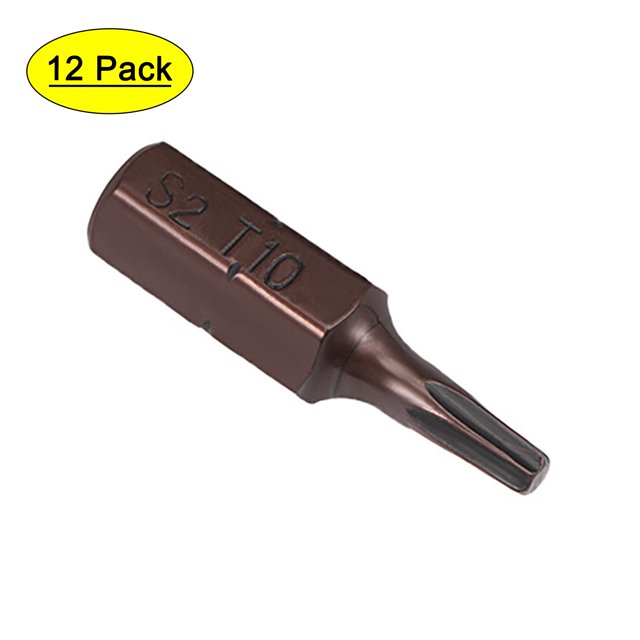 Unique Bargains 1/4" Hexagonale 1" Longueur T10 S2 Acier Tournevis Bit 12 Pack