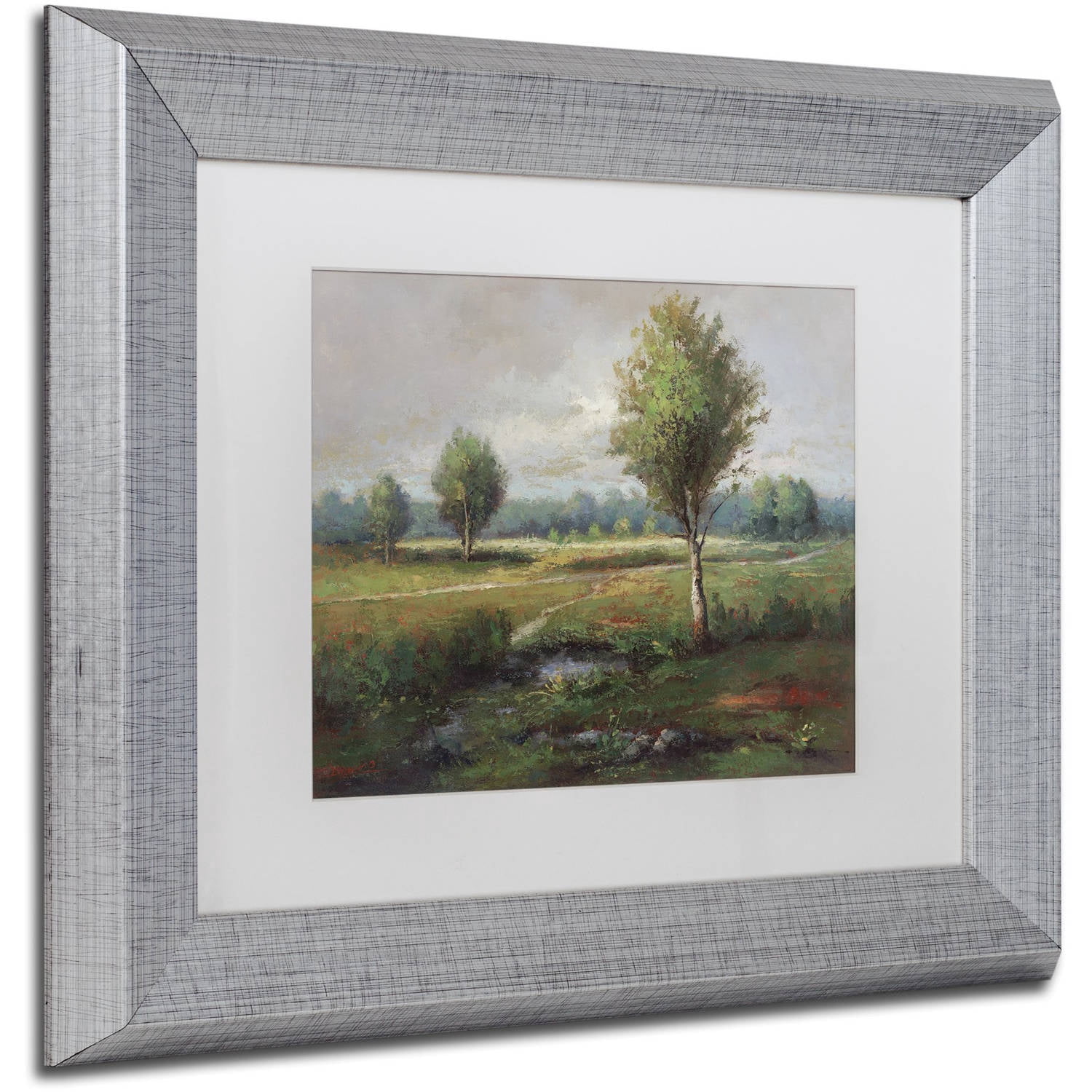 Trademark Fine Art "Lonely Tree" Canvas Art by Daniel Moises, White Matte, Silver Frame