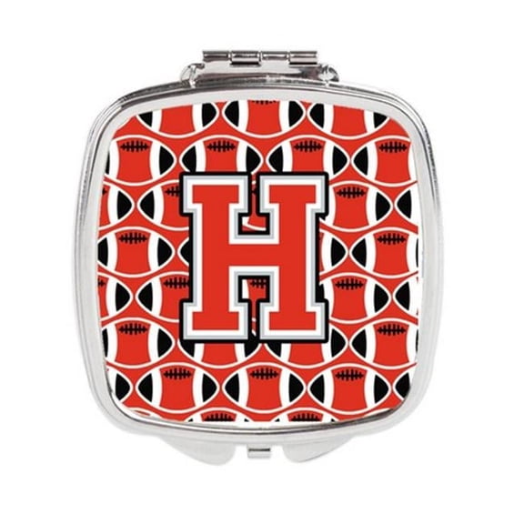 Carolines Treasures  Letter H Football Scarlet & Grey Compact Mirror - Scarlet & Grey - 3in. H x 0.3in. W x 2.75in. L