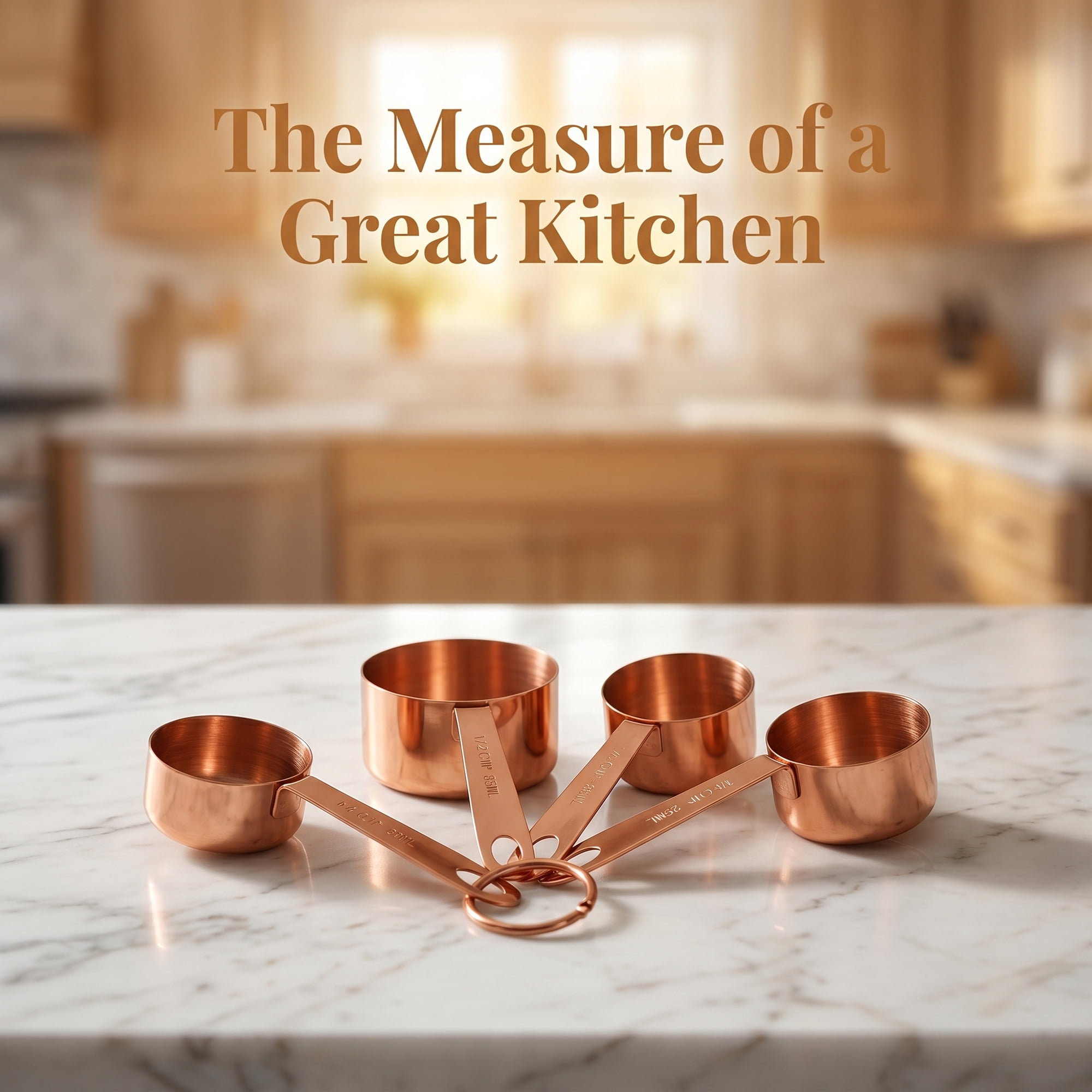 Unique Bargains Stainless Steel Measuring Spoons Set with Engraved Markings Rose Gold 4Pcs