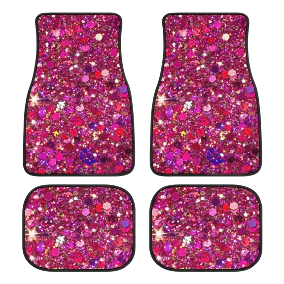 Bling Pink Car Floor Mats Fit Most Car Interior Rubber Floor Mats Custom Printed Pattern Floor Mats 4pcs