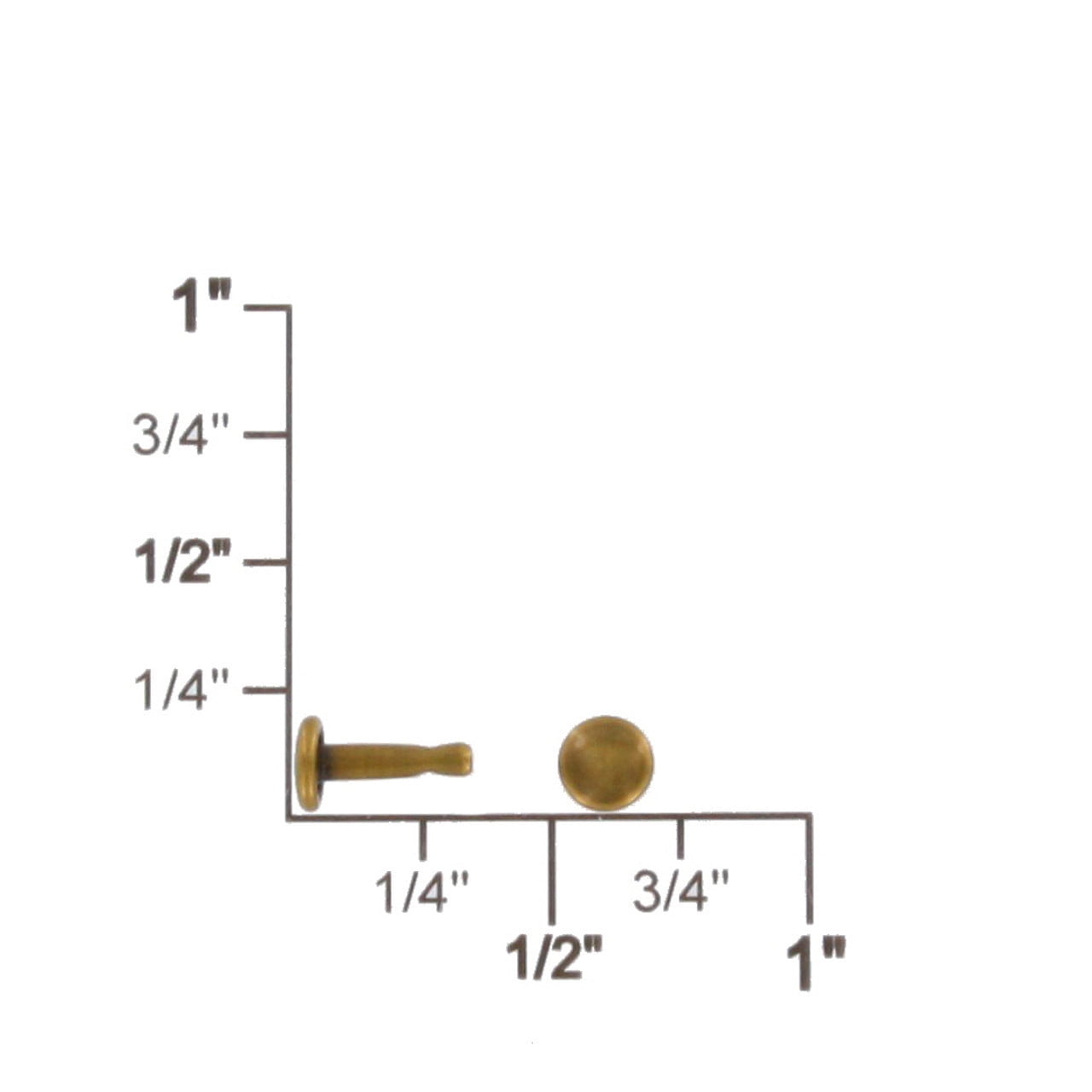 Double Cap Rivet, Antique Brass, Solid Brass-LL (100 sets per bag), Multiple Sizes