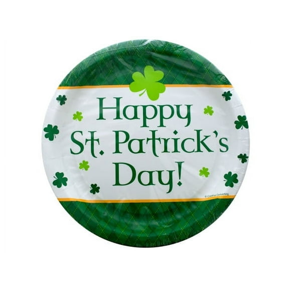 Bulk Buys St. Patrick's Day Paper Party Plates, 8ct, Green Shamrock Theme, Disposable
