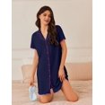 thumbnail image 3 of Ekouaer Nightgowns for Women Button Down Sleep Shirt Short Sleeve NightShirts Boyfriend Sleepdress Soft Pajama Dress, 3 of 6