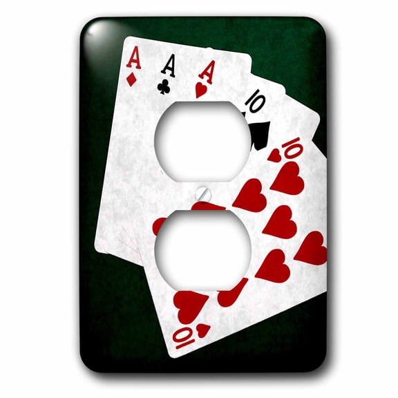 3dRose, Poker Hands Full House Ace Ten, 2 plug outlet cover