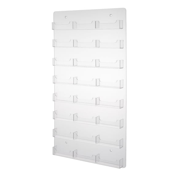Wildnix Clear Acrylic Business Card Holder with 24 Slots, Wall-Mountable, Sturdy and Stylish Display, Ideal for Office or Business Use