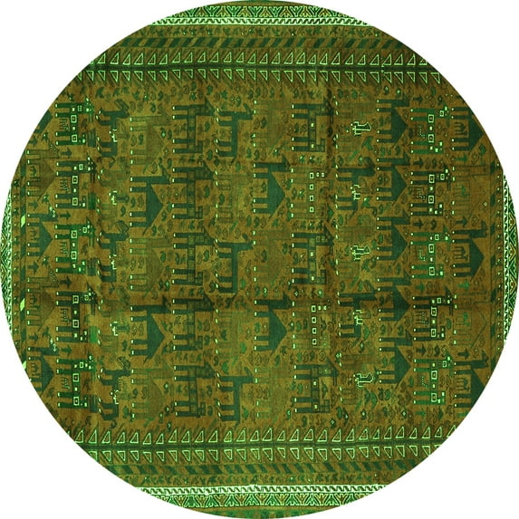 Ahgly Company Indoor Round Persian Green Traditional Area Rugs, 8' Round