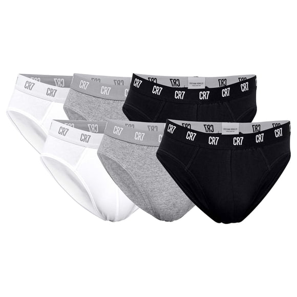 CR7 calzoncillos para hombre, pack de 6 - calzoncillos, logo en la cintura, algodón elástico Negro/Gris/Blanco XL (X-Large)