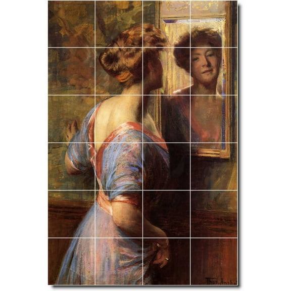Ceramic Tile Mural-Thomas Anschutz Women Painting 236. 17" w x 25.5" h using (24) 4.25 x 4.25 ceramic tiles