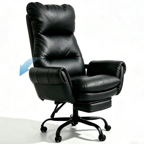 Patbrela Big and Tall Office Chair, PU Leather Swivel Desk Chair Ergonomic Computer Chairs with Adjustable Armrests, Black