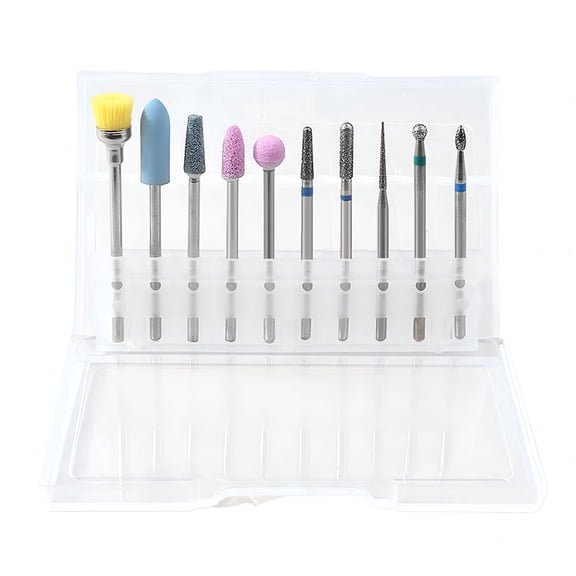 EXLEAF 10 PcsSet Nail Drill Bits Tungsten Alloy Mill for Gel Removing and Surface