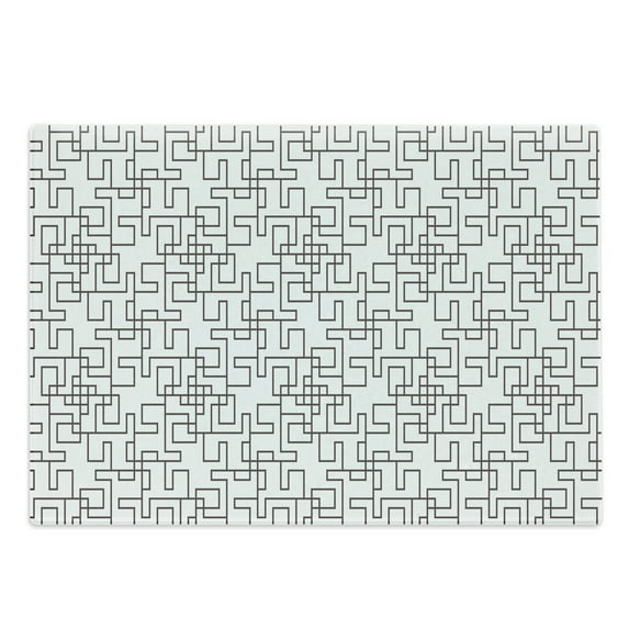 Geometric Cutting Board, Abstract Grid Design with Twisted Stripes Modern Digital Minimalist Inspiration, Decorative Tempered Glass Cutting and Serving Board, Large Size, Umber White, by Ambesonne