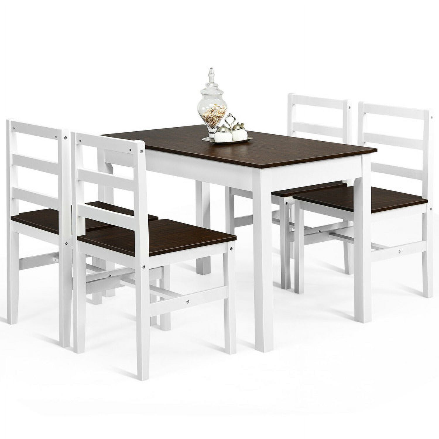 Finihen Dining Set, Dining Table Set, 5 Pieces Solid Wood Compact Kitchen, for Home, Restaurant, Walnut Finihen Dining Set, Dining Table Set, 5 Pieces Solid Wood Compact Kitchen, for Home, Restaurant, Walnut